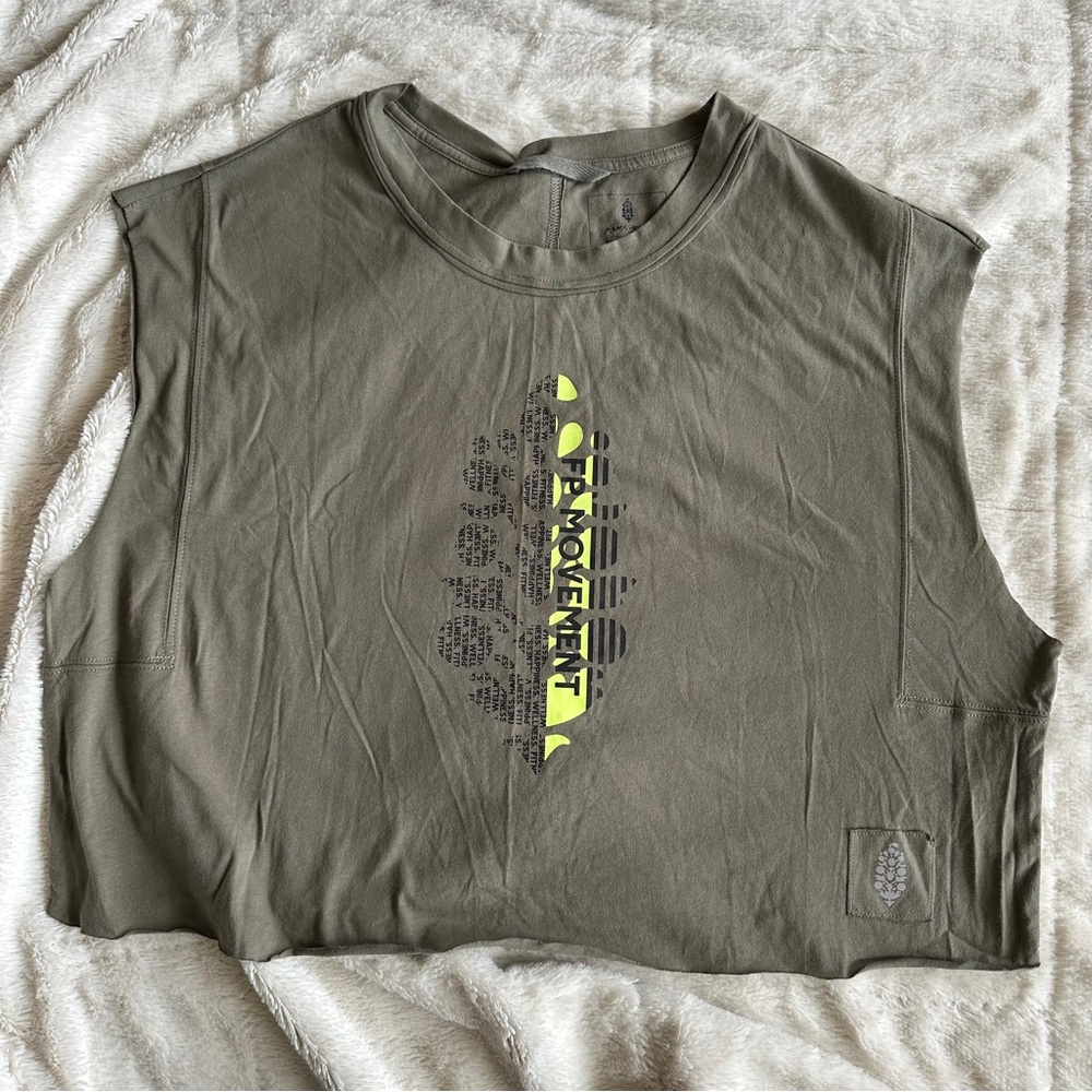 NWOT Free People Inspire Logo Tank in sage stone combo buti, S - Picture 6 of 11